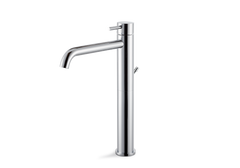 VEMA 27020-Miscelatore monocomando versione alta per lavabo da appoggio, con scarico da 1”1/4. Flessibili di alimentazione F 3/8”.