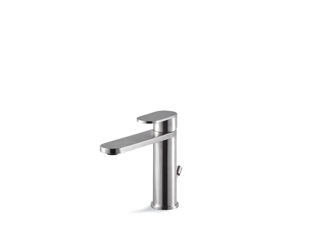 VEMA AYAS STEEL V28010-Single-lever basin mixer with 1”1/4 waste. F3/8” supply hoses.