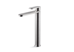 VEMA AYAS STEEL V28021-High version single-lever mixer for countertop washbasin, without waste. F3/8” supply hoses.