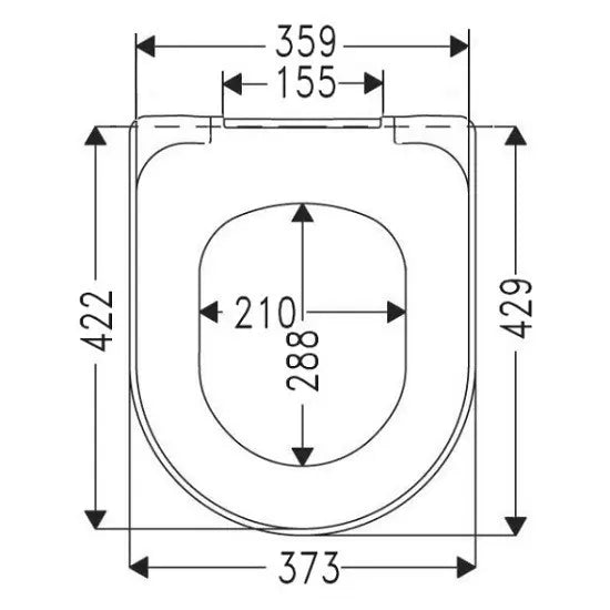 Villeroy Avento copriwater soft-close a sgancio rapido 9M77C101 - disegno tecnico