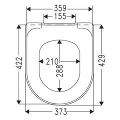 Villeroy Avento copriwater soft-close a sgancio rapido 9M77C101 - disegno tecnico