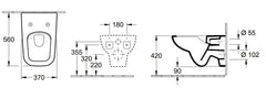 Villeroy Joyce wc sospeso senza brida 560710R1 -  disegno tecnico