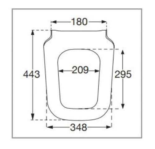 Villeroy Joyce copriwater slim soft-close a sgancio rapido 9M62S101 - disegno tecnico
