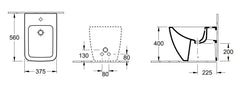 Villeroy Venticello bidet a terra 441200RW - disegno tecnico
