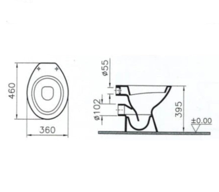 VitrA Normus wc a terra con scarico a parete 6858L003-0101