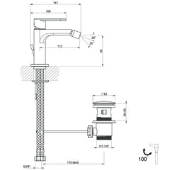 Gessi VIA BAGUTTA miscelatore bidet con scarico e flessibili di collegamento, finitura cromo 29908#031