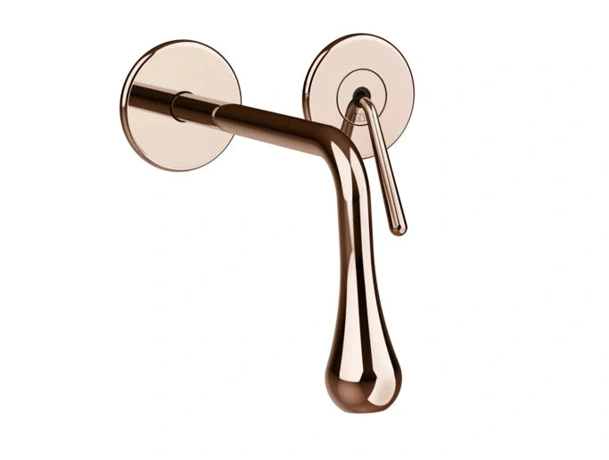 Gessi Goccia rubinetto lavabo a parete bocca corta 33084 + 09283 copper