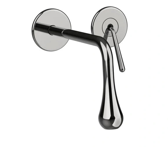 Gessi Goccia rubinetto lavabo a parete bocca corta 33084 + 09283 black metal