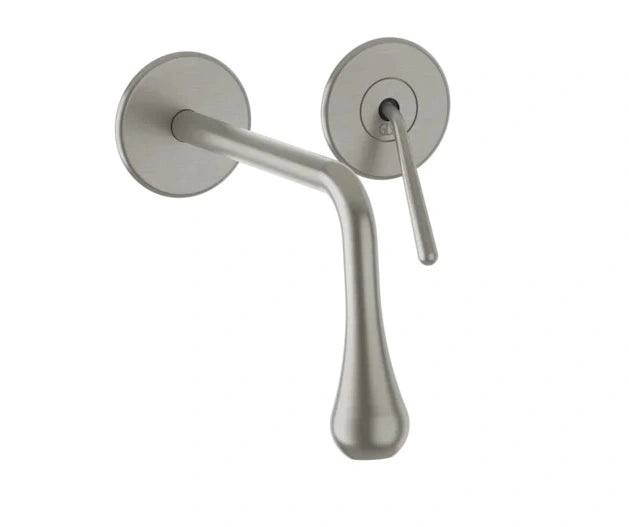 Gessi Goccia rubinetto lavabo a parete bocca corta 33084 + 09283 chrome brushed