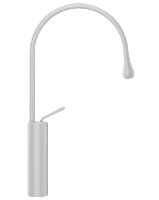 Gessi Goccia rubinetto lavabo alto canna media girevole 33609 matte white