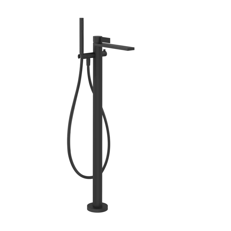 Gessi Inverso Rigato floor bathtub faucet with hand shower 73528 + 46189