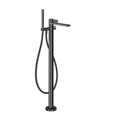 Gessi Inverso Rigato floor bathtub faucet with hand shower 73528 + 46189