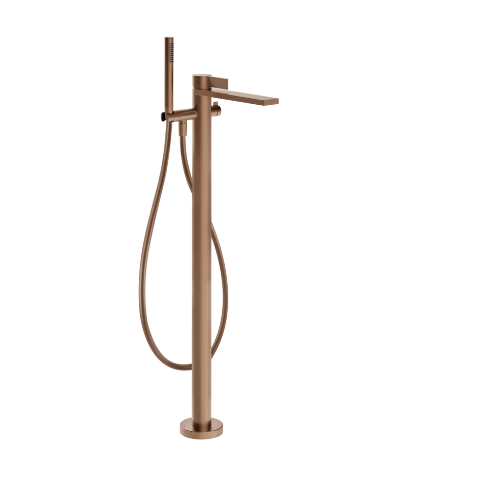 Gessi Inverso Rigato floor bathtub faucet with hand shower 73528 + 46189