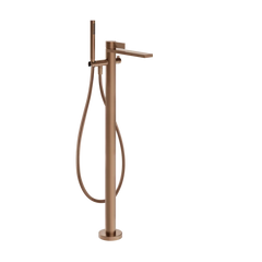 Gessi Inverso Rigato floor bathtub faucet with hand shower 73528 + 46189