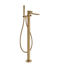 Gessi Inverso Rigato floor bathtub faucet with hand shower 73528 + 46189