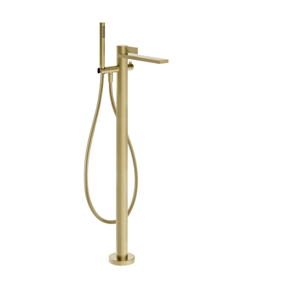 Gessi Inverso Rigato floor bathtub faucet with hand shower 73528 + 46189