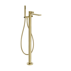 Gessi Inverso Rigato floor bathtub faucet with hand shower 73528 + 46189
