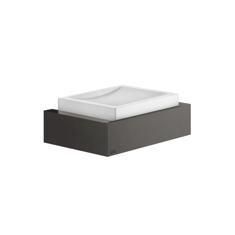 Gessi Rettangolo soap holder in white sintered stone 20801