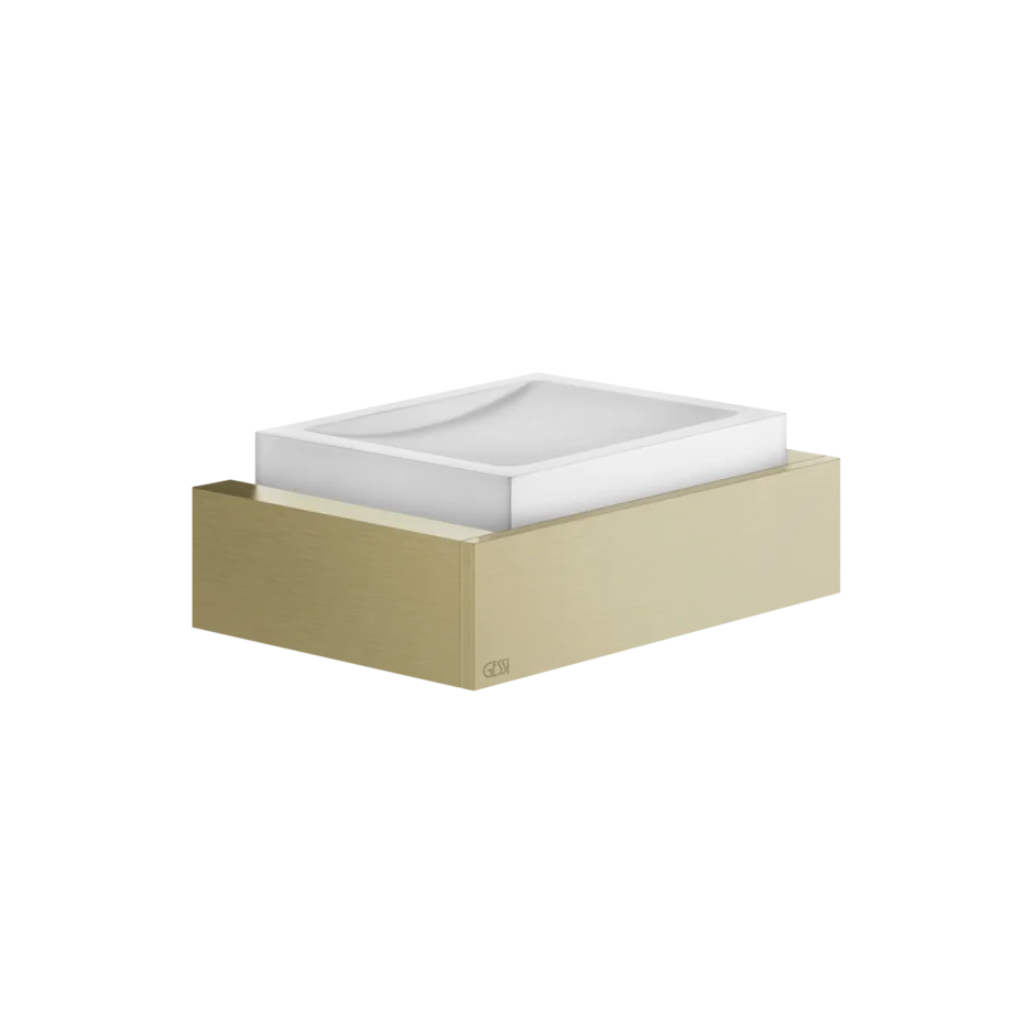 Gessi Rettangolo soap holder in white sintered stone 20801