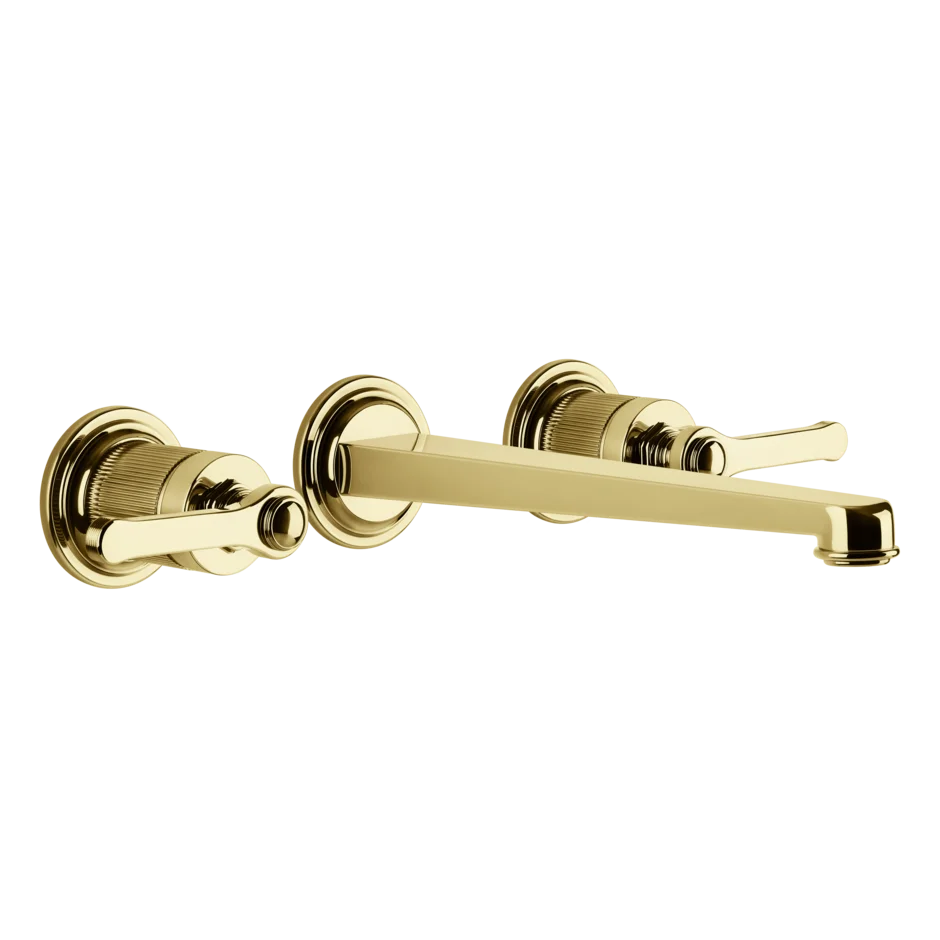 Gessi Venti20 rubinetto lavabo 3 fori a parete con bocca lunga 65090 + 45089