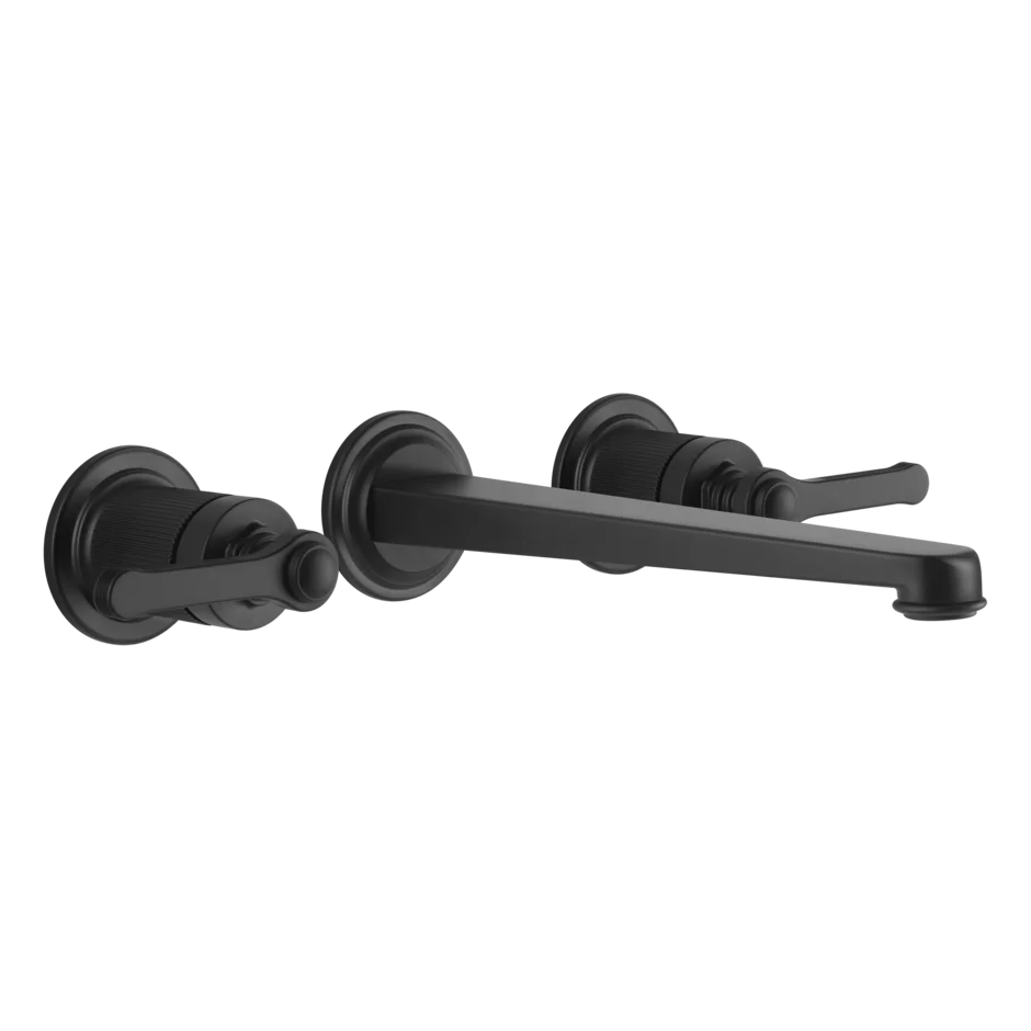 Gessi Venti20 rubinetto lavabo 3 fori a parete con bocca lunga 65090 + 45089