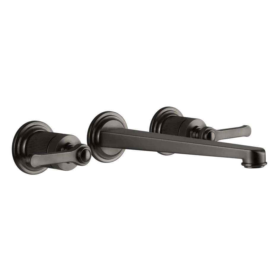 Gessi Venti20 rubinetto lavabo 3 fori a parete con bocca lunga 65090 + 45089