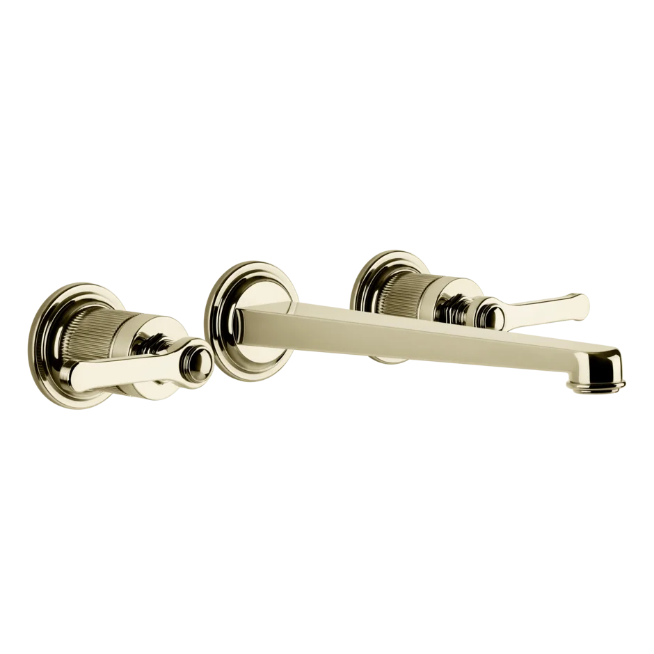 Gessi Venti20 rubinetto lavabo 3 fori a parete con bocca lunga 65090 + 45089