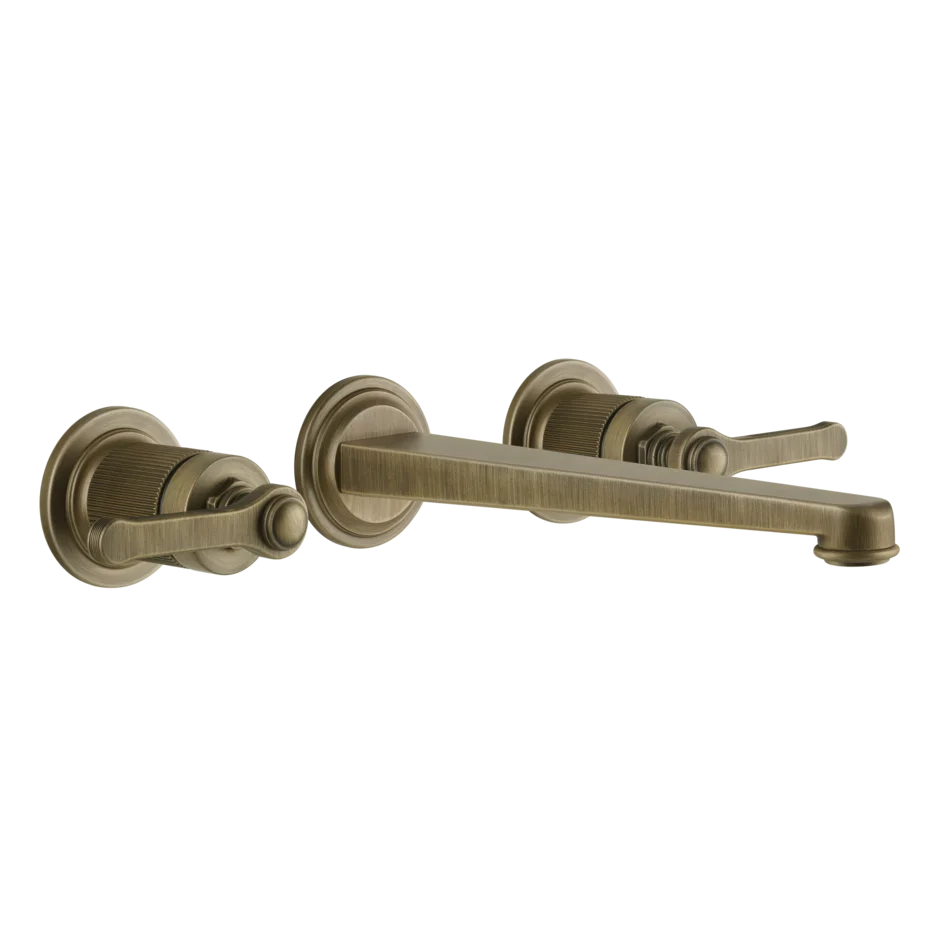 Gessi Venti20 rubinetto lavabo 3 fori a parete con bocca lunga 65090 + 45089