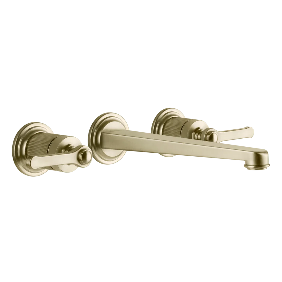 Gessi Venti20 rubinetto lavabo 3 fori a parete con bocca lunga 65090 + 45089