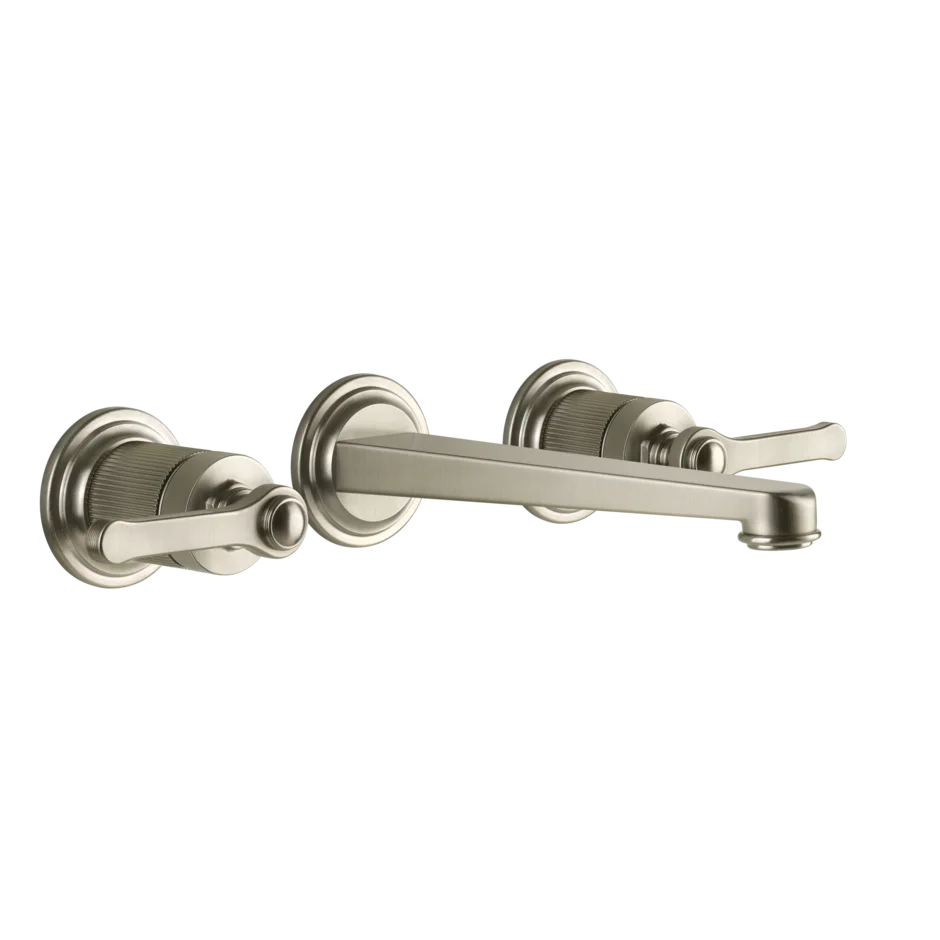 Gessi Venti20 rubinetto lavabo 3 fori a parete con bocca media 65091 + 45089