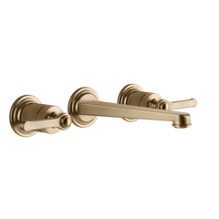 Gessi Venti20 rubinetto lavabo 3 fori a parete con bocca media 65091 + 45089