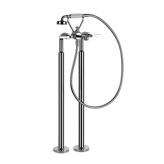 Gessi Venti20 rubinetto vasca da bagno a terra con doccetta 65128 + 65099