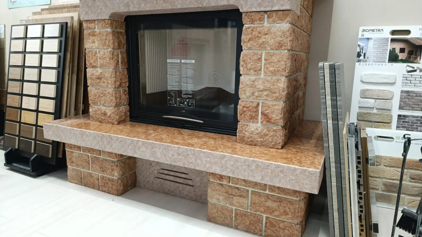 MCZ F70 fireplace with air system and Elba cladding