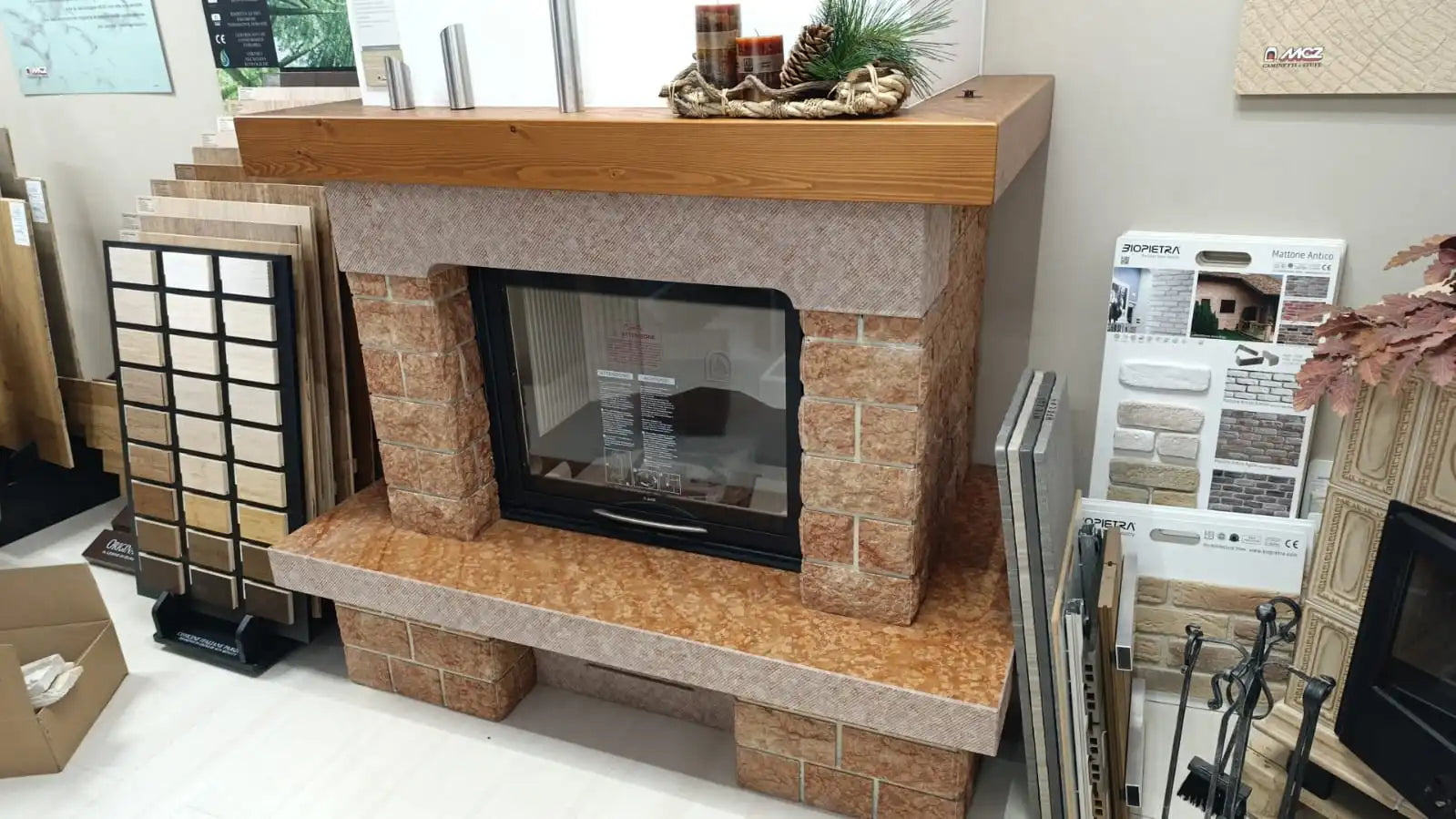MCZ F70 fireplace with air system and Elba cladding