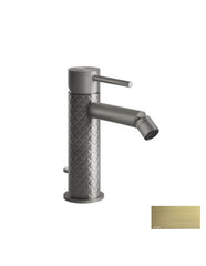 Gessi 316 INTRECCIO miscelatore bidet con scarico e flessibili di collegamento, finitura Brushed Brass PVD 54107#727