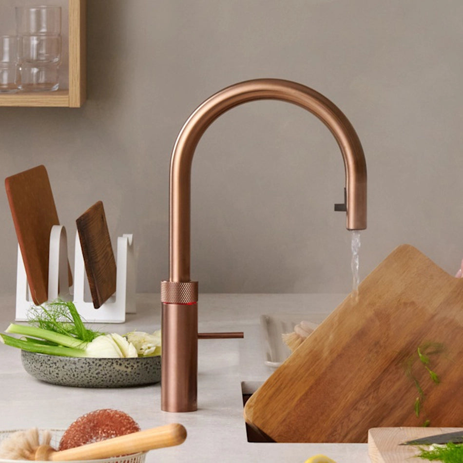 Quooker Flex Round rubinetto cucina multifunzione con doccetta estraibile FXRRCO rose copper