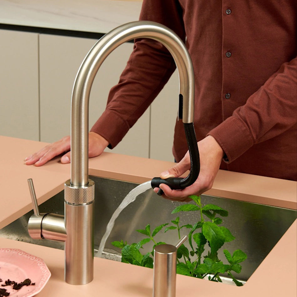 Quooker Flex Round rubinetto cucina multifunzione con doccetta estraibile FXRSST acciaio