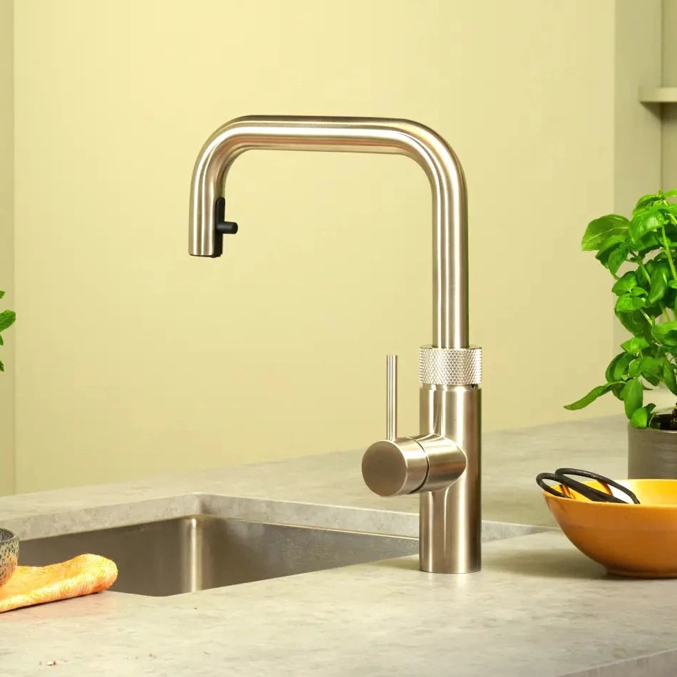 Quooker Flex Square rubinetto cucina multifunzione con doccetta estraibile FXSSST acciaio