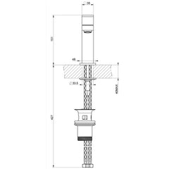 Gessi RETTANGOLO-miscelatore lavabo H.15 cm, con scarico e flessibili di collegamento, finitura cromo-20001#031