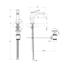 Gessi RILIEVO basin mixer with waste with flexible connection hoses, 25 mm cartridge - 59001