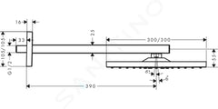 Raindance E-Soffione doccia 300 1jet con braccio doccia 390mm