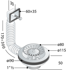 OMP TEA PP drain for sink with ø90 hole