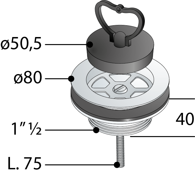 Universal waste in PP for sink with ø60 OMP TEA hole