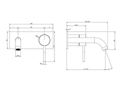 Gessi built-in basin mixer medium spout series 316 Flessa cod.54088 + 54198 with built-in part