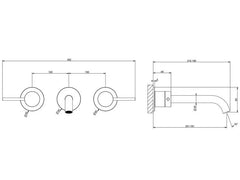 Gessi 316 Flessa rubinetto lavabo 3 fori a parete 54094+45089