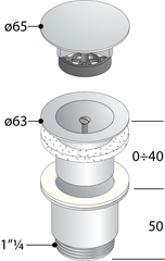 OMP TEA chromed brass free flowing screw drain for washbasin and bidet