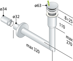 Siphon complet avec bonde clic-clac en laiton chromé OMP TEA 