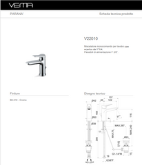 Miscelatore lavabo Vema Paranà V22010 Cromo