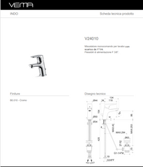 Vema Indo mitigeur lavabo V24010 Chromé