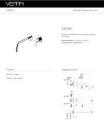 Vema Maira V27050 wall-mounted basin mixer